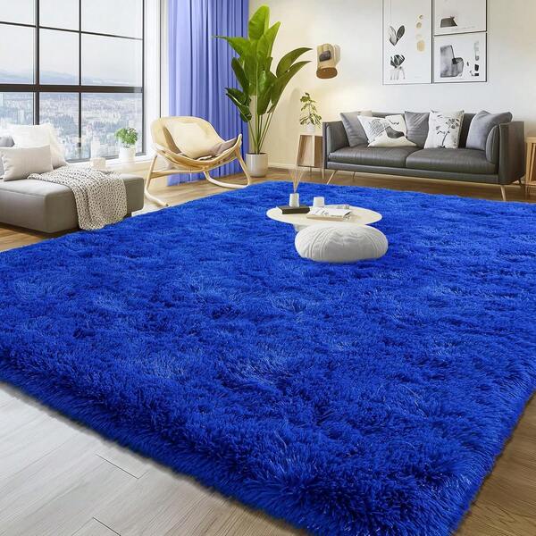 Area Rugs For Living Room, Large Fluffy Blue Rug For Bedroom, Soft Shag Shaggy Fuzzy Carpets For Boys And Girls Dorm Room Home Decor