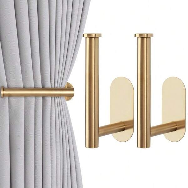 Ever Blooming 2 Packs Adhesive Curtain Tie Backs, Curtain Hooks, No Drill Curtain Rope Holders